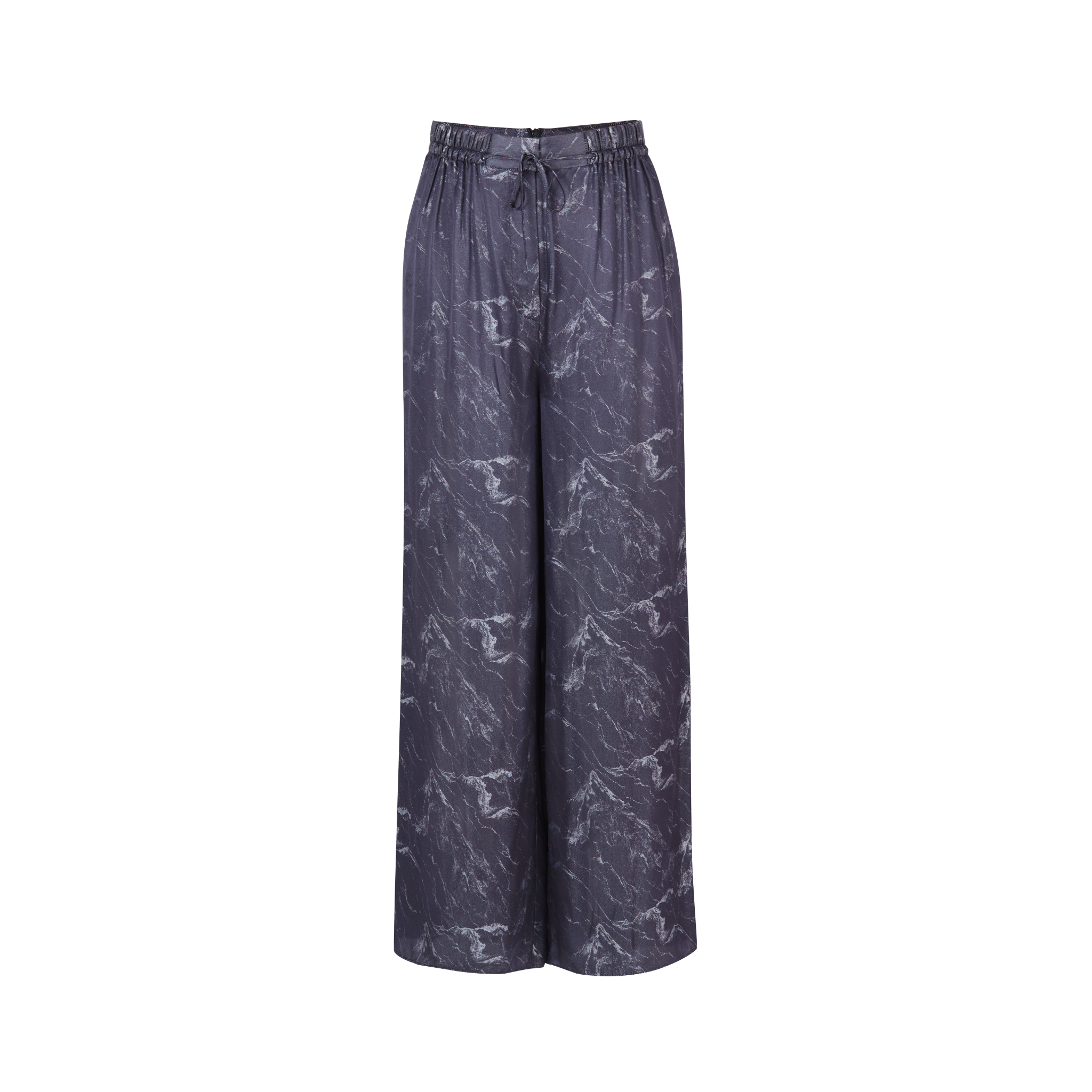 front view of silk wide leg pants