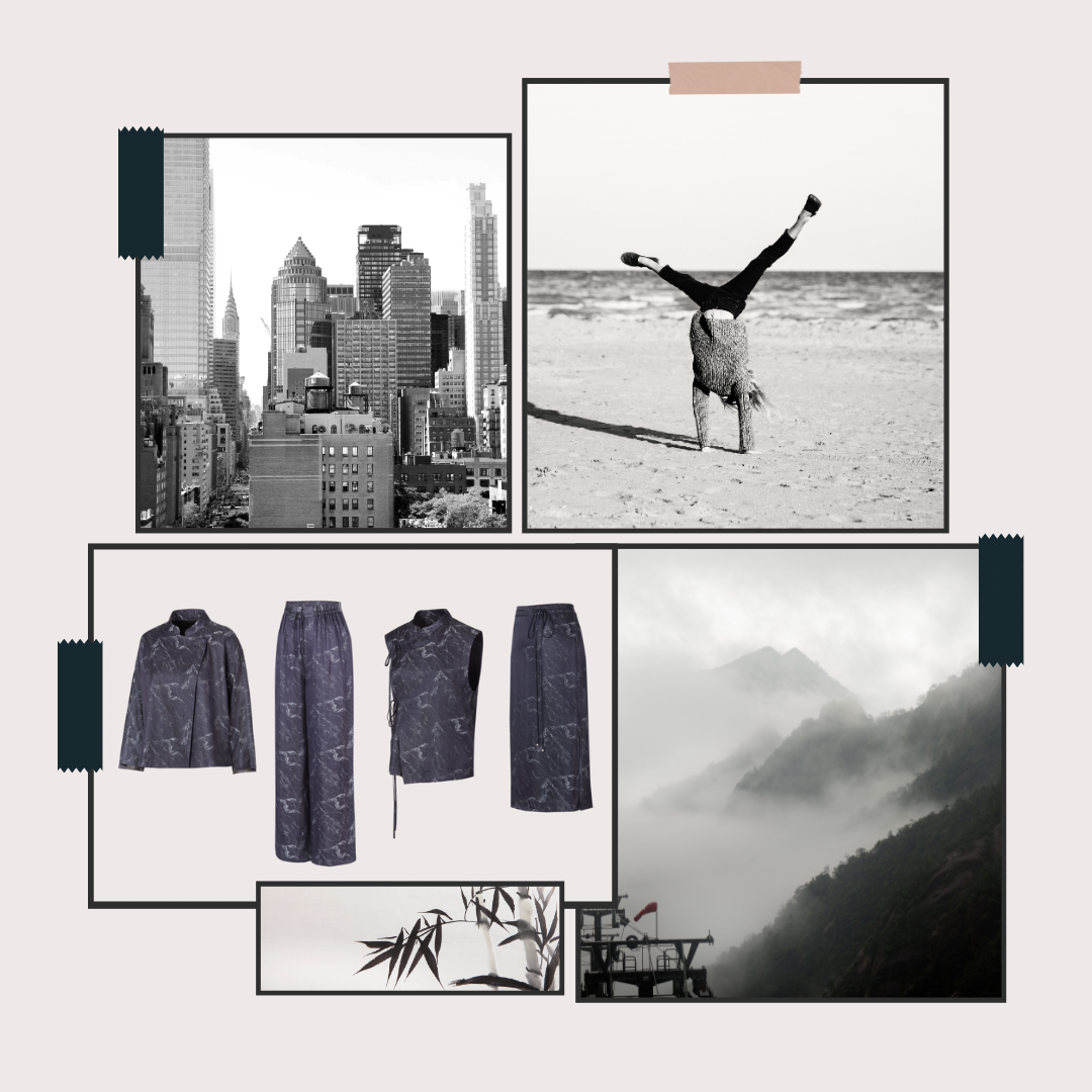 multiple photographs depicting the moodboard inspiration for the Urban Zen collection