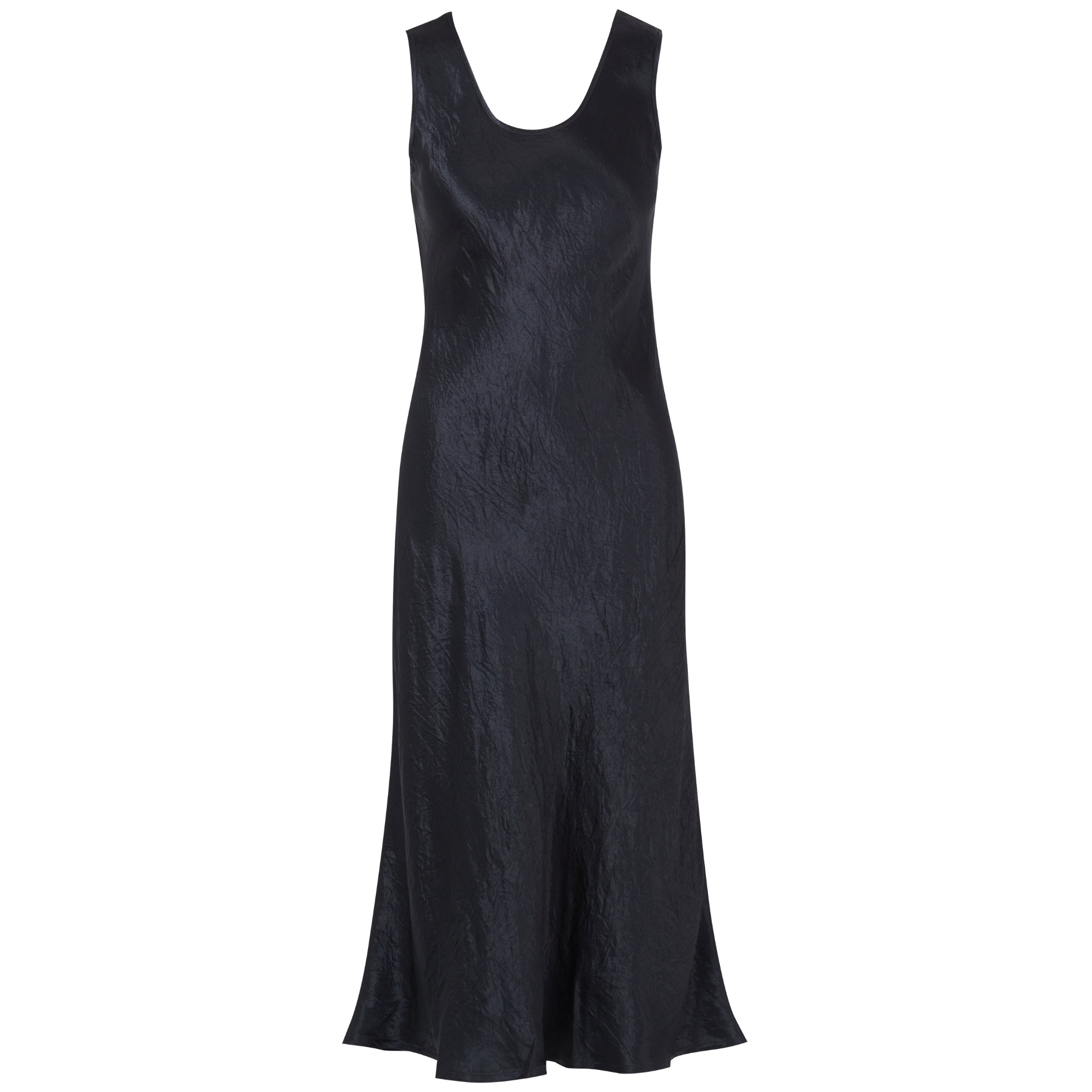 front view of a black slip dress