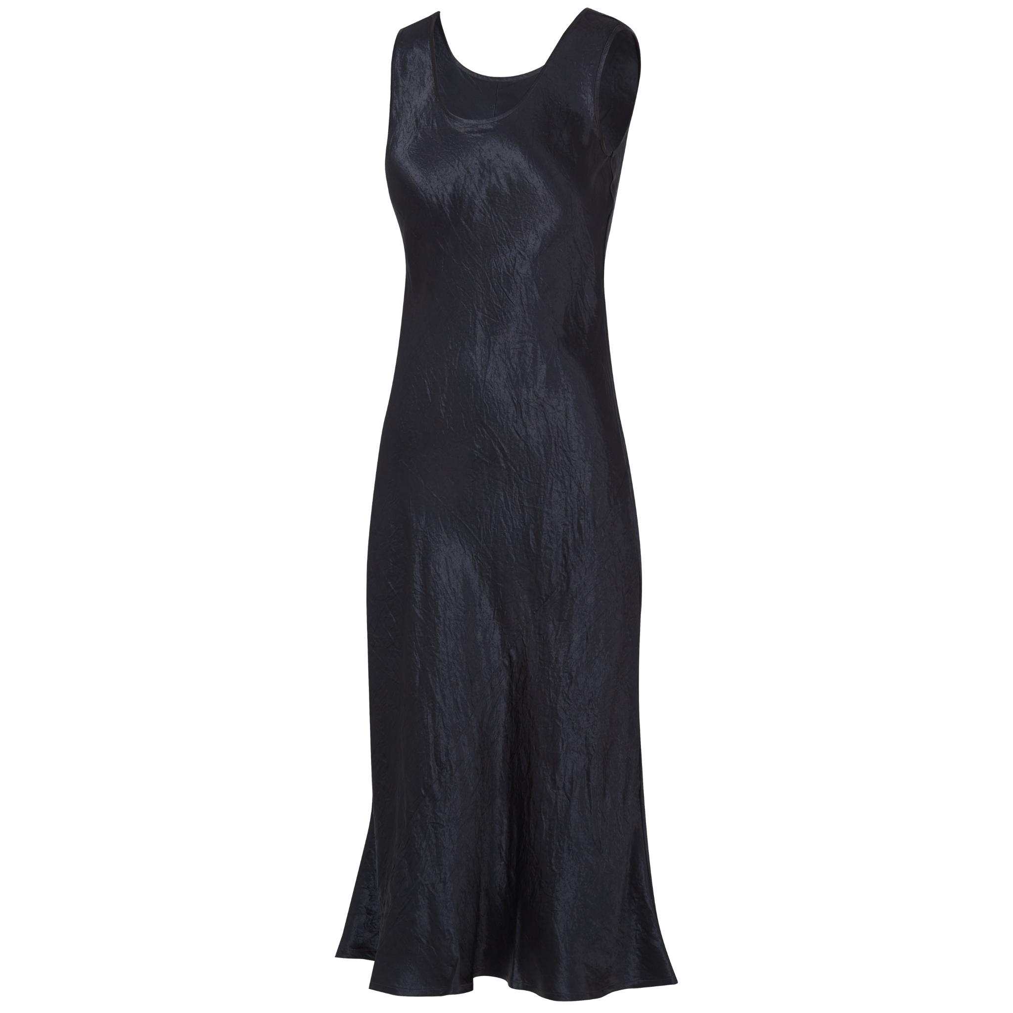 side view of a black slip dress